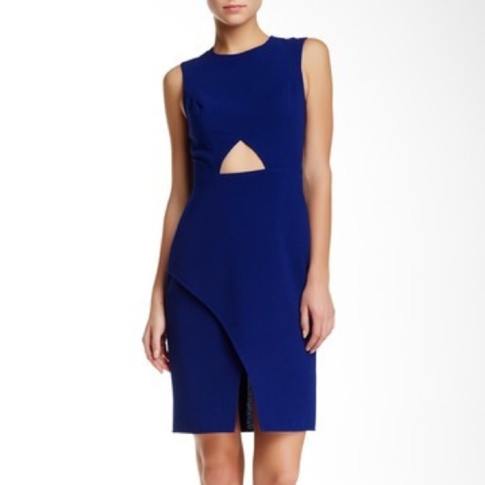 BCBGMAXAZRIA Crepe Cutout Wrap Detail Sheath Dress